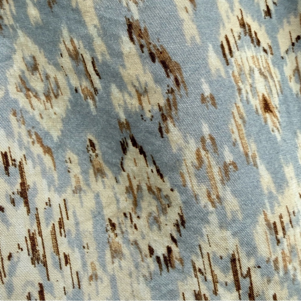 Pleione Crinkle Ruffle Sleeve Camp Shirt Ikat Print Medium - Picture 6 of 8